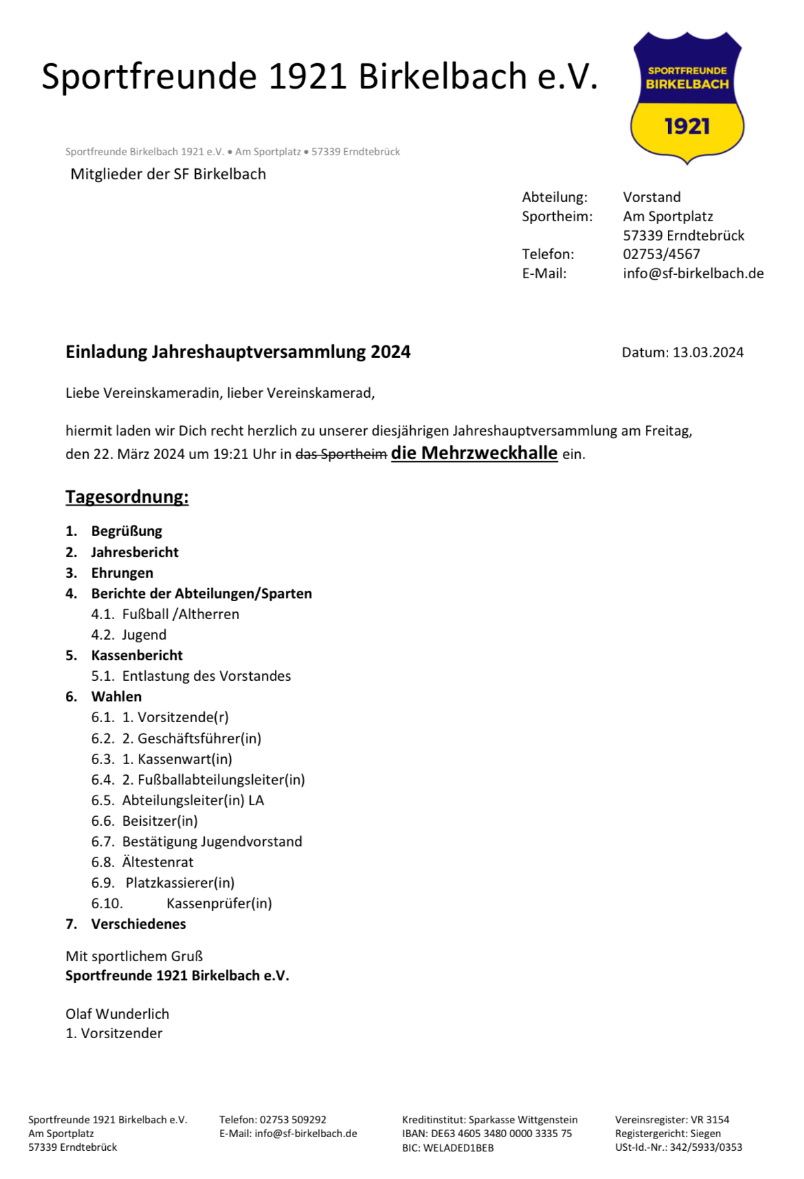 Jahreshauptversammlung 2024